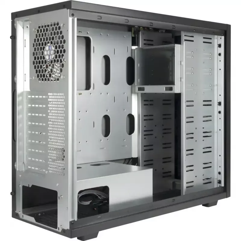 Kompiuterio korpusas INTER-TECH 88887382 „Micro Tower“ juodas — „Micro Tower“, palaiko ATX/EATX/SSI EEB/Micro ATX/Mini-ITX, 7×3,5 colio lizdai, 2×2,5 colio lizdai, 10×5,25 colio lizdai, 2×USB 3.2 Gen1