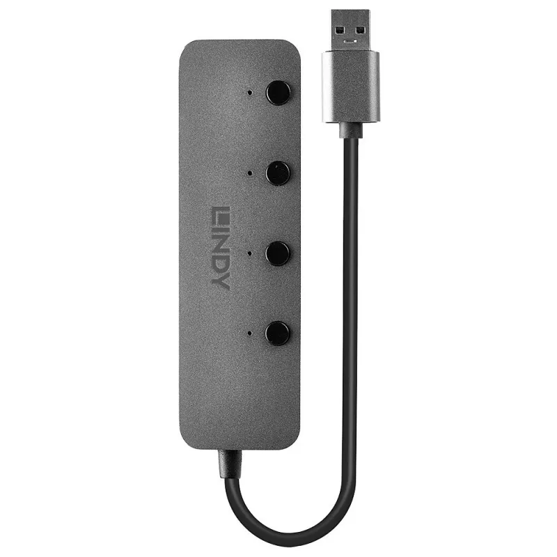 Lindy 4 prievadų USB 3.0 šakotuvas su įjungimo/išjungimo jungikliais