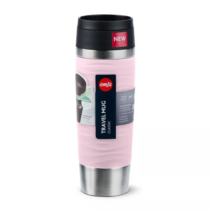 EMSA Travel Mug Waves Grande 500 ml rausvas, nerūdijantis plienas