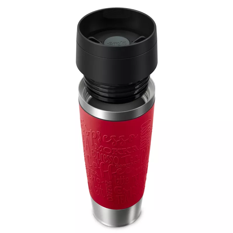Kelioninis puodelis EMSA Travel Mug Classic N2022200 500 ml juoda, raudona, nerūdijantis plienas