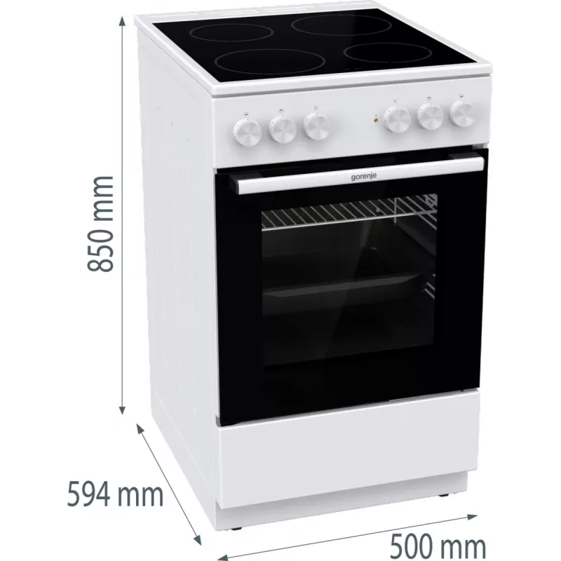 Gorenje GEC5A21WG laisvai pastatoma viryklė Elektrinė Keraminė kaitlentė Balta