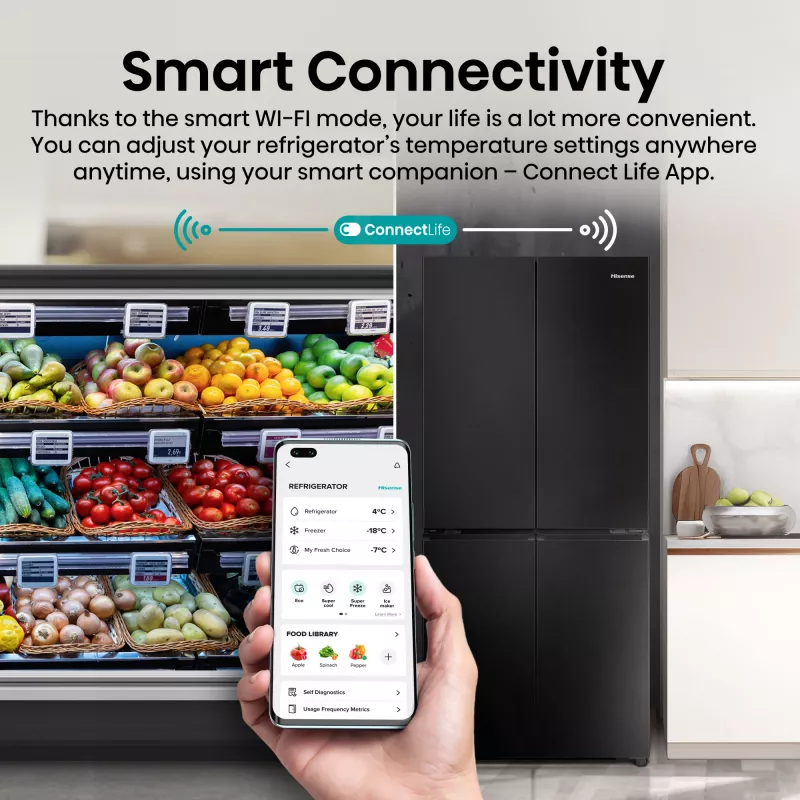 Hisense RQ5P470SAFD laisvai pastatomas 483 L juodas, nerūdijantis plienas