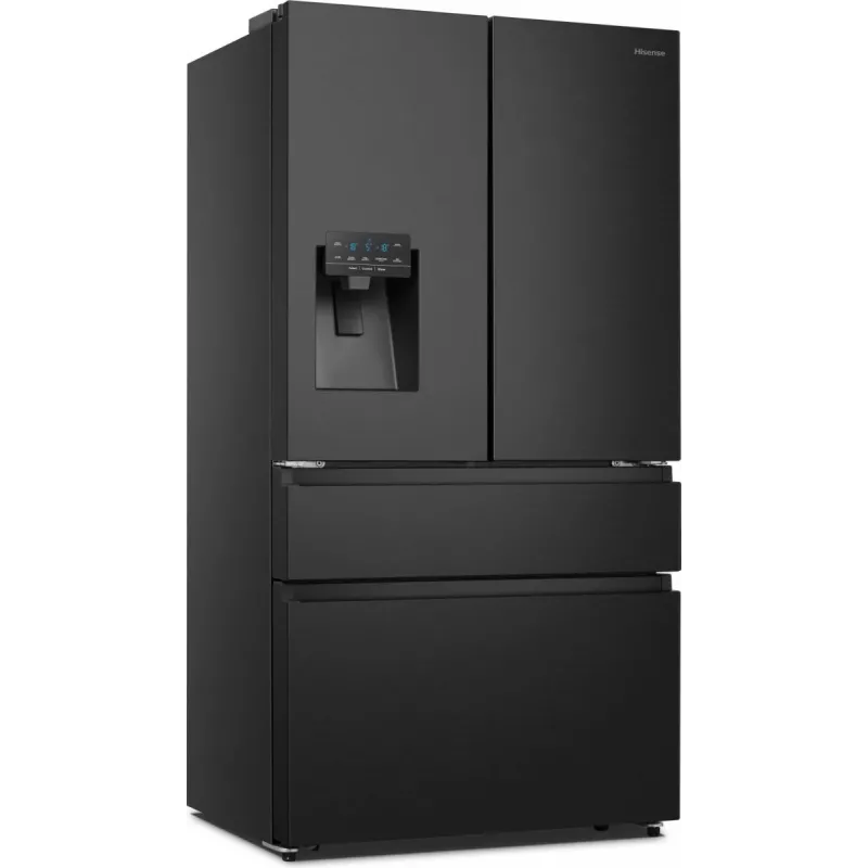 Hisense RF728N4SBFE šaldytuvas su šoninėmis durelėmis, laisvai pastatomas 560 L, juodos spalvos