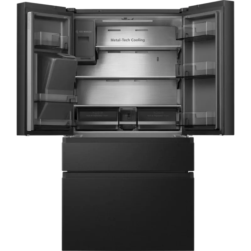 Hisense RF728N4SBFE šaldytuvas su šoninėmis durelėmis, laisvai pastatomas 560 L, juodos spalvos