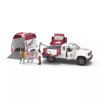 schleich HORSE CLUB Mobilus veterinaras su priekaba, Gyvūnas, Arkliai, 5 m., Įvairiaspalvis