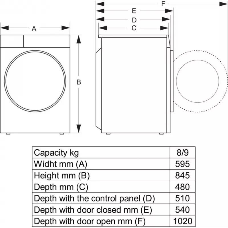 Hisense WD3S8043BW3 skalbimo mašina su džiovykle Laisvai pastatoma Pakrovimas iš priekio Balta