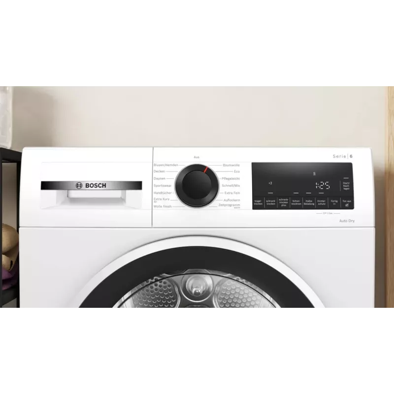 Bosch Serie 6 WQG241001 skalbinių džiovyklė Laisvai pastatoma Pakraunama iš priekio 9 kg Balta