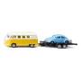 Automobilių modelių rinkinys Siku VW T1 su priekaba ir VW Beetle, iš anksto surinktas 1:50, dydis 42×200×51 mm