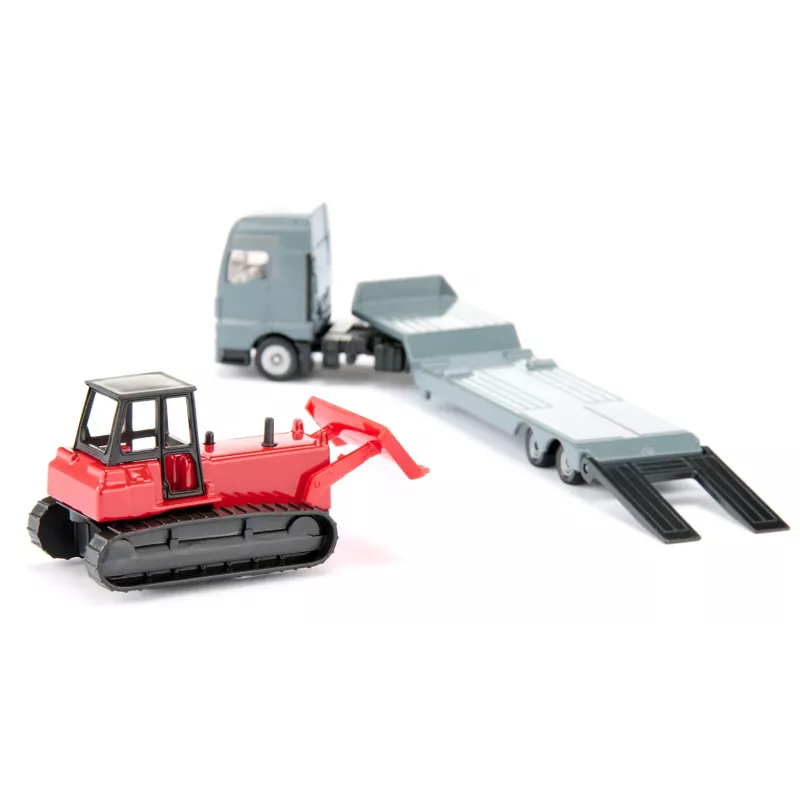 Siku MAN sunkvežimis su buldozeriu, Sunkvežimio / priekabos modelis, 1:87, MAN, Pilka, Raudona, Kinija