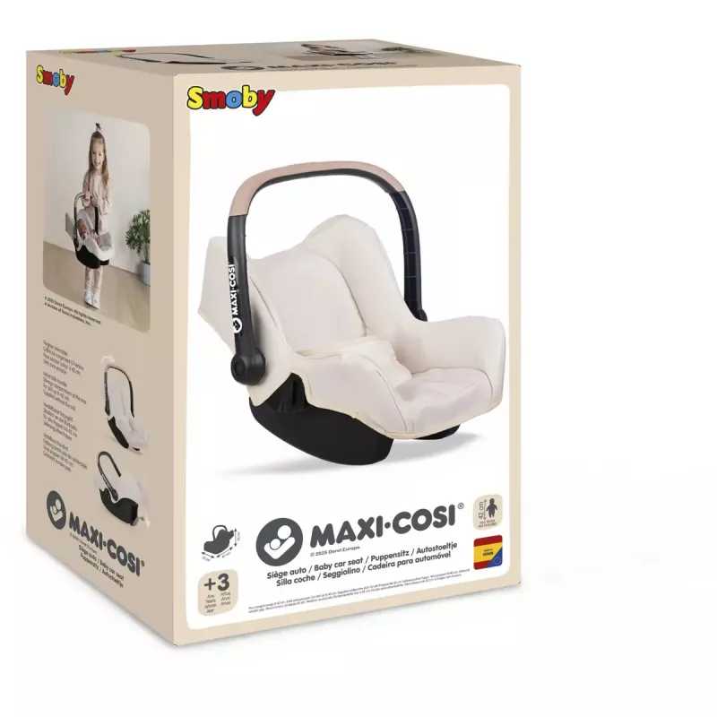 Lėlės automobilinė kėdutė Simba-Dickie Maxi-Cosi, smėlio spalvos — aksesuaras lėlėms