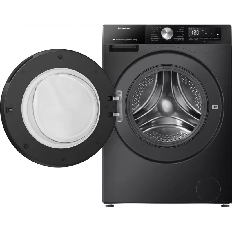 Hisense WD3S8043BB3 skalbinių skalbyklė-džiovyklė Laisvai pastatoma Priekinio įkrovimo Juoda