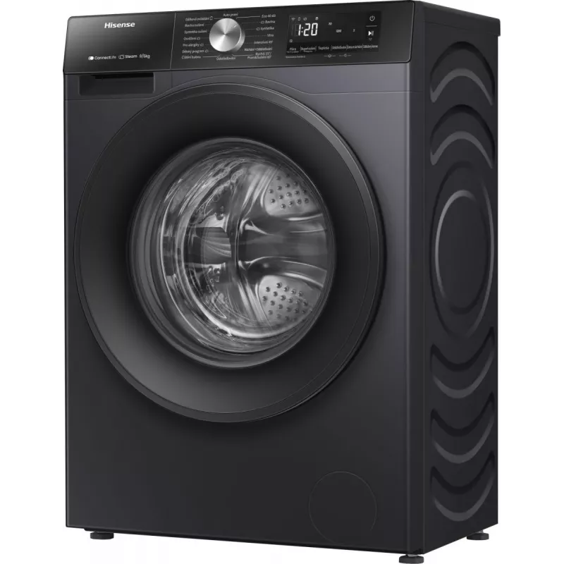 Hisense WD3S8043BB3 skalbinių skalbyklė-džiovyklė Laisvai pastatoma Priekinio įkrovimo Juoda