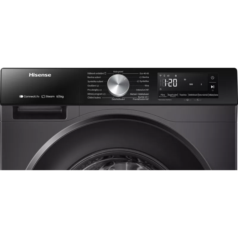 Hisense WD3S8043BB3 skalbinių skalbyklė-džiovyklė Laisvai pastatoma Priekinio įkrovimo Juoda