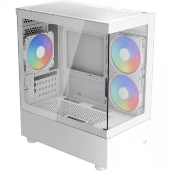 Tower PC korpusas AEROCOOL Viewport Mini-G-WT-v4 ARGB su dviem grūdinto stiklo plokštėmis, baltas