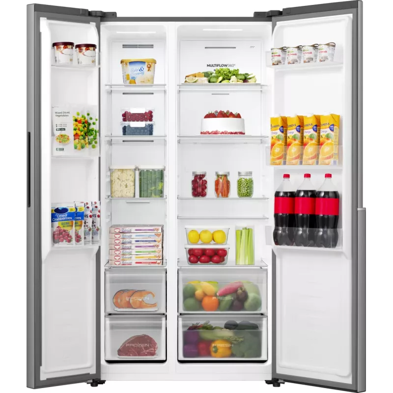 Šaldytuvas Gorenje Side by side NRS917E41X SI, laisvai pastatomas, amerikietiškos durys, pilka, 2 durys, jutiklinis valdymas, LED