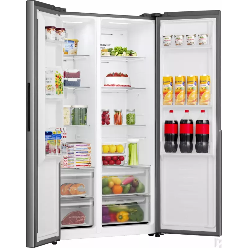 Šaldytuvas Gorenje Side by side NRS917E41X SI, laisvai pastatomas, amerikietiškos durys, pilka, 2 durys, jutiklinis valdymas, LED