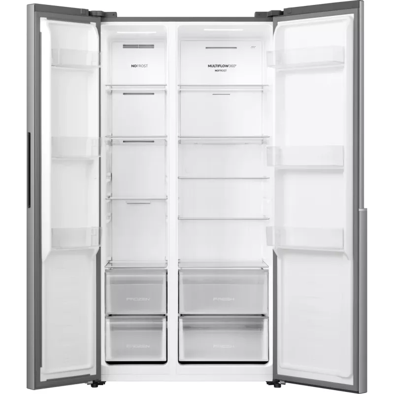 Šaldytuvas Gorenje Side by side NRS917E41X SI, laisvai pastatomas, amerikietiškos durys, pilka, 2 durys, jutiklinis valdymas, LED