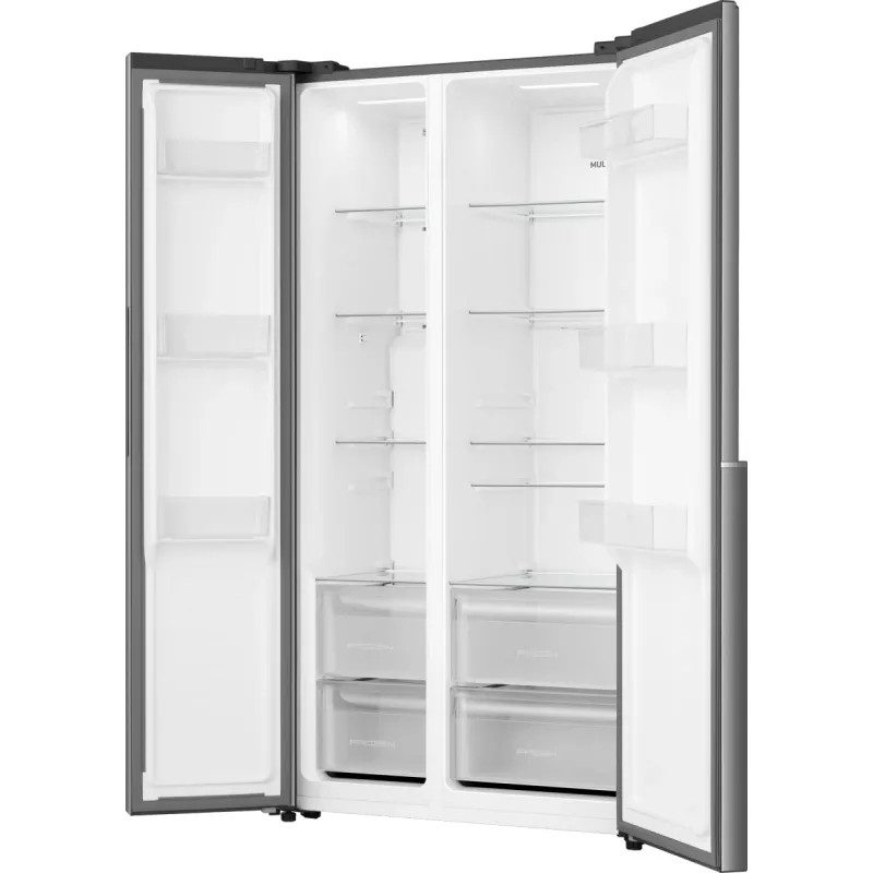 Šaldytuvas Gorenje Side by side NRS917E41X SI, laisvai pastatomas, amerikietiškos durys, pilka, 2 durys, jutiklinis valdymas, LED