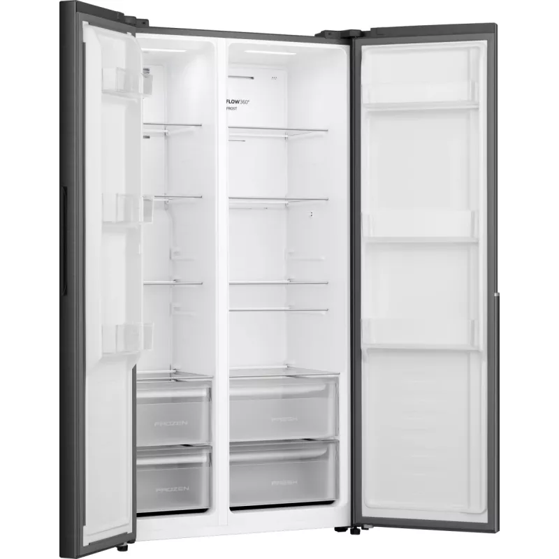 Gorenje HZF55082 NRS917E41BX G400, laisvai pastatomas, amerikietiškos durys, juoda, 2 durys (-ų), lietimui jautrus, LED