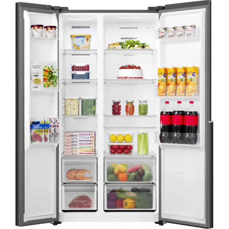 Gorenje HZF55082 NRS917E41BX G400, laisvai pastatomas, amerikietiškos durys, juoda, 2 durys (-ų), lietimui jautrus, LED