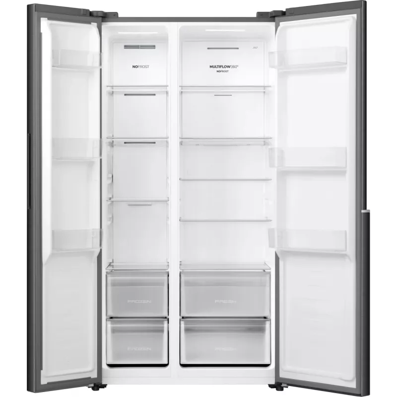 Gorenje HZF55082 NRS917E41BX G400, laisvai pastatomas, amerikietiškos durys, juoda, 2 durys (-ų), lietimui jautrus, LED