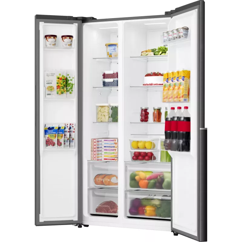 Gorenje HZF55082 NRS917E41BX G400, laisvai pastatomas, amerikietiškos durys, juoda, 2 durys (-ų), lietimui jautrus, LED