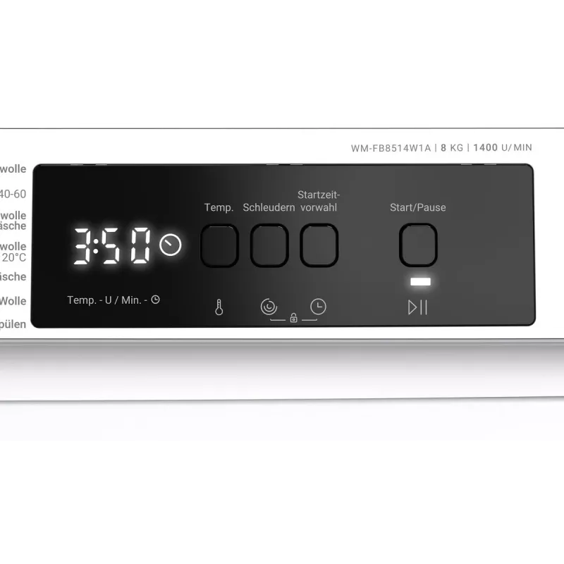 Daewoo WM-FB8514W1A-DE skalbimo mašina, įkraunama iš priekio, 8 kg, 1400 aps./min, balta