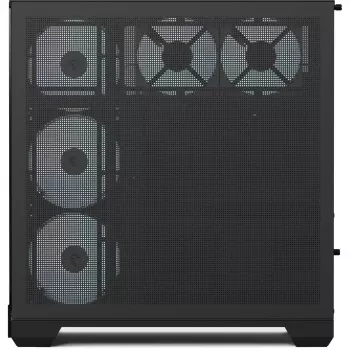 Tower tipo korpusas APNX V2-F-BK-v1 su trimis grūdinto stiklo panelėmis, juodas
