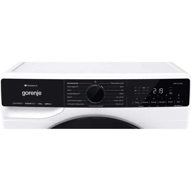 Gorenje WPNA84A2TS skalbimo mašina priekinio įkrovimo 8 kg 1400 aps./min. Juoda, Balta