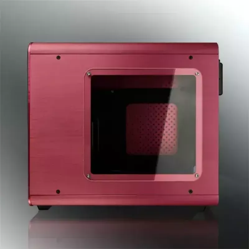 RAIJINTEK METIS PLUS Mini bokšto korpusas raudonas — Mini-ITX, 1x 3,5 colio lizdas, 4x 2,5 colio lizdai, 120 mm ventiliatoriai