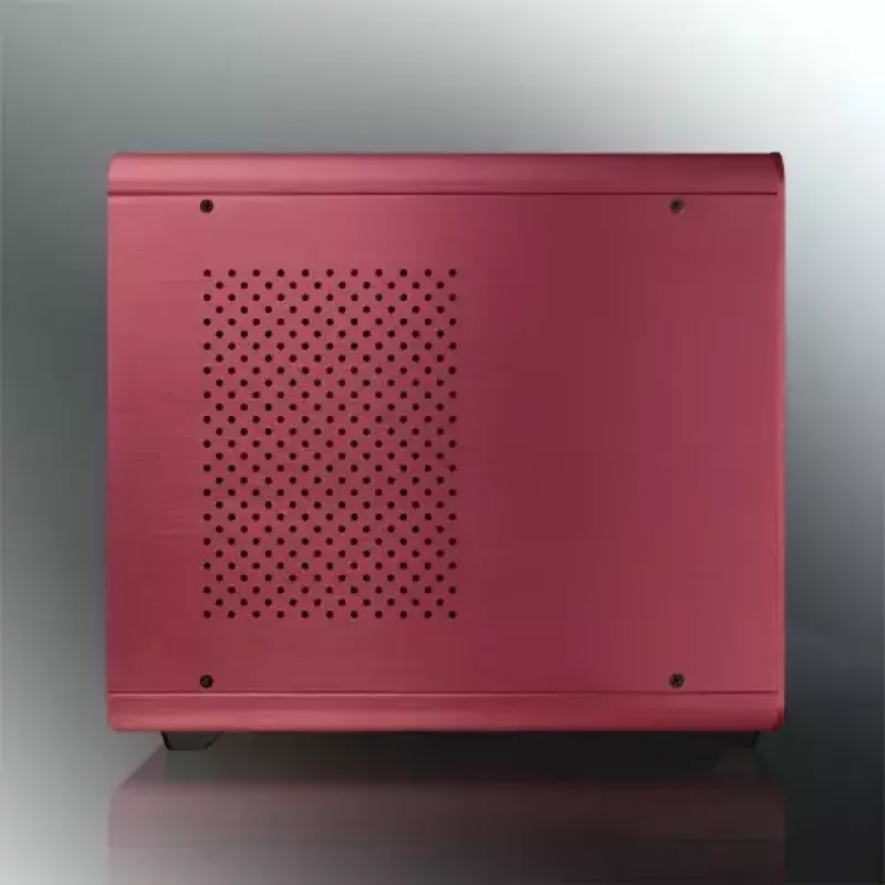 RAIJINTEK METIS PLUS Mini bokšto korpusas raudonas — Mini-ITX, 1x 3,5 colio lizdas, 4x 2,5 colio lizdai, 120 mm ventiliatoriai