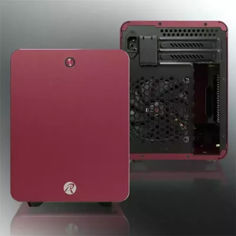 RAIJINTEK METIS PLUS Mini bokšto korpusas raudonas — Mini-ITX, 1x 3,5 colio lizdas, 4x 2,5 colio lizdai, 120 mm ventiliatoriai