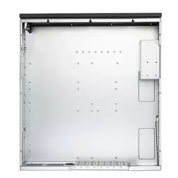 SidabrinėSTONE SST-RM31 stelažinis serverio korpusas — stelažinis formos faktorius, palaikymas SFX/SFX-L maitinimo šaltiniams, 2×3,5 colio + 2×2,5 colio nišos, USB 3.2 Gen1