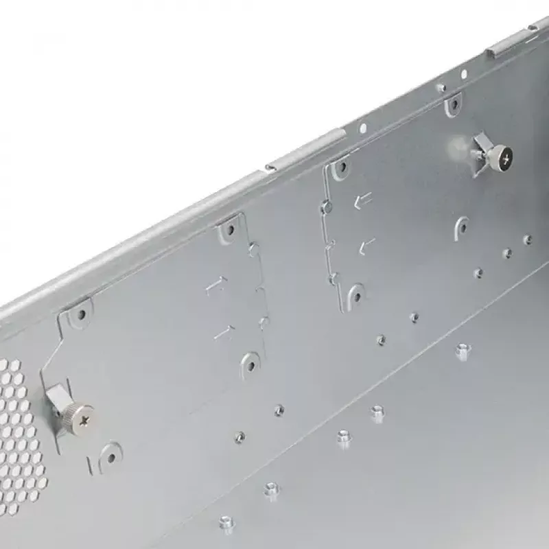 SILVERSTONE SST-RM31 stelažinis serverio korpusas — stelažinis formos faktorius, palaikymas SFX/SFX-L maitinimo šaltiniams, 2×3,5 colio + 2×2,5 colio nišos, USB 3.2 Gen1