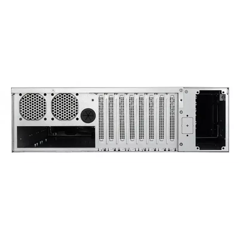 SILVERSTONE SST-RM31 stelažinis serverio korpusas — stelažinis formos faktorius, palaikymas SFX/SFX-L maitinimo šaltiniams, 2×3,5 colio + 2×2,5 colio nišos, USB 3.2 Gen1