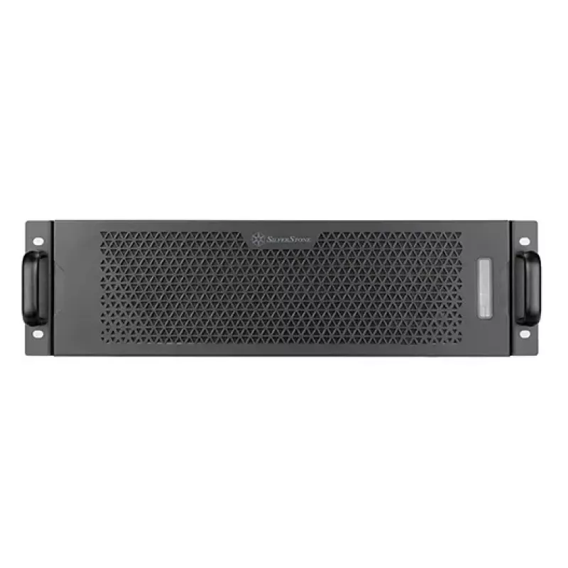 SILVERSTONE SST-RM31 stelažinis serverio korpusas — stelažinis formos faktorius, palaikymas SFX/SFX-L maitinimo šaltiniams, 2×3,5 colio + 2×2,5 colio nišos, USB 3.2 Gen1