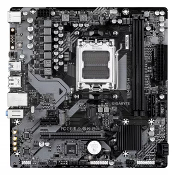 GIGABYTE B840M H pagrindinė plokštė - AMD Ryzen 9000 procesoriai, 5+2+2 fazių VRM, iki 7200 MHz DDR5 (OC), 1xPCIe 4.0 M.2, 1GbE LAN, USB 3.2 Gen 1