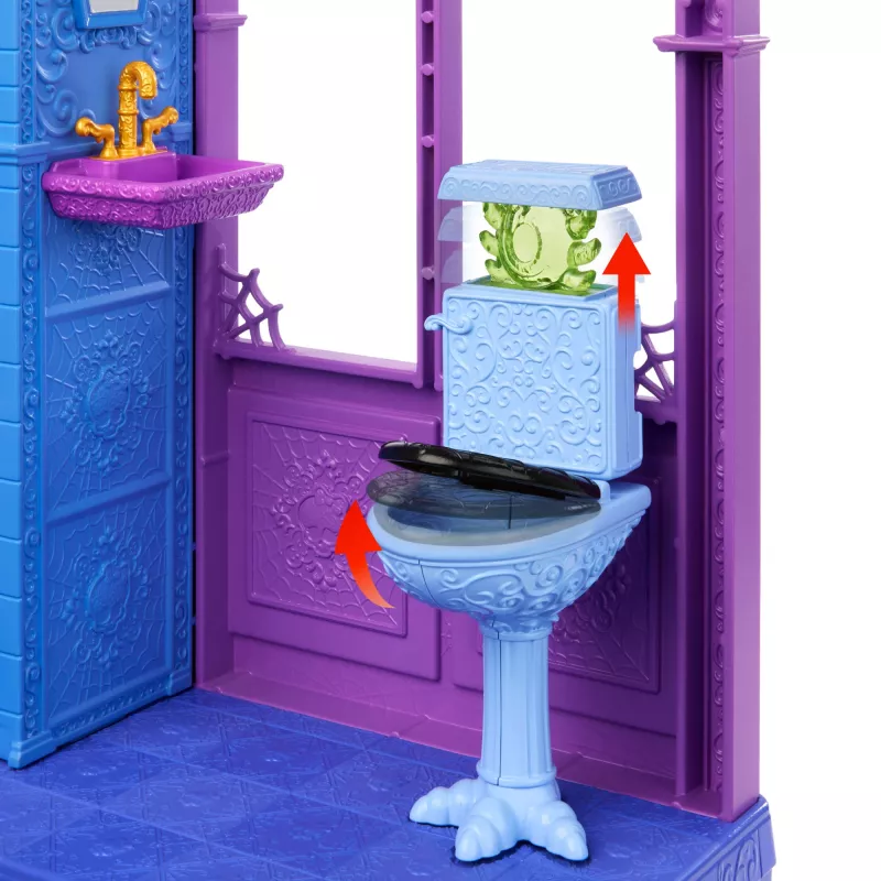 Monster High Boo-tique viešbučio lėlių namelis su šiurpiais siurprizais kiekviename kambaryje ir 13+ priedų