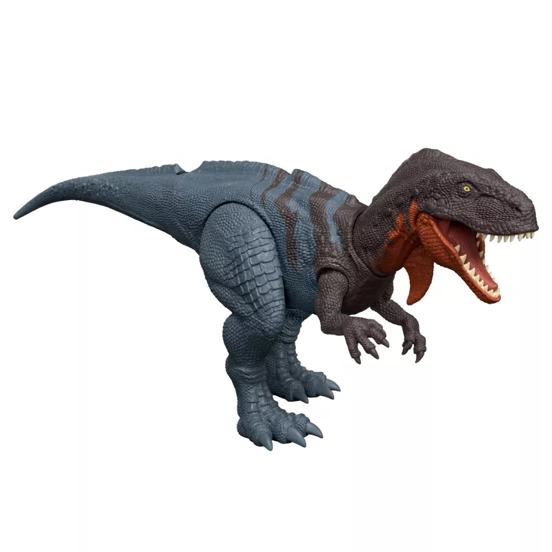 Jurassic World Rebirth Wild Roar Abelisaurus žaislinis dinozauras, uodega valdomas puolimo kąsnis ir garsas