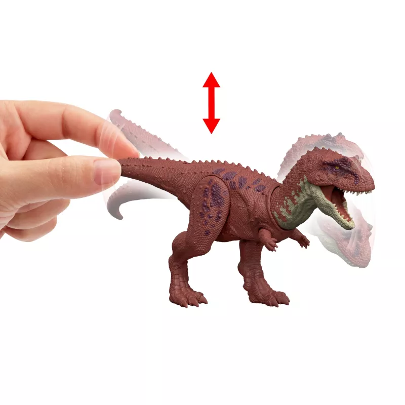 Jurassic World Rebirth Wild Roar Aucasaurus žaislinis dinozauras, uodega valdomas atakos kąsnis ir garsas