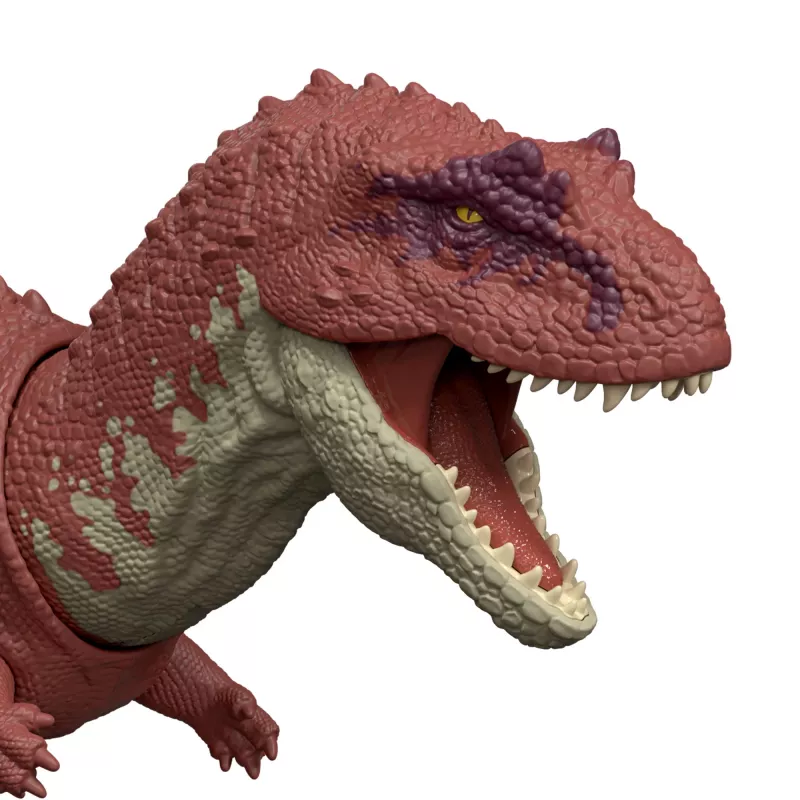 Jurassic World Rebirth Wild Roar Aucasaurus žaislinis dinozauras, uodega valdomas atakos kąsnis ir garsas