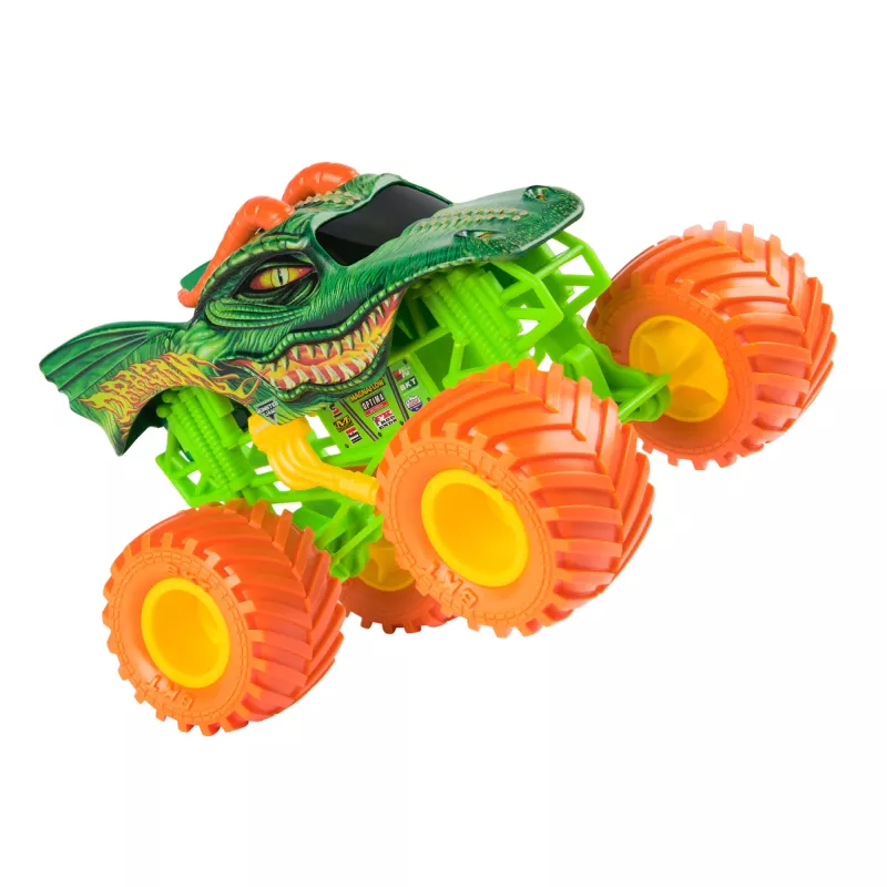 Monster Jam, oficialus monstrų sunkvežimis „Dragon“, kolekcinė metalinė transporto priemonė, mastelis 1:24, žaislai berniukams ir mergaitėms nuo 3 metų
