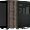 APNX Tower korpusas V1-W-BK-v3 su dviem grūdinto stiklo plokštėmis ir medžio apdailos plokštėmis, juodas
