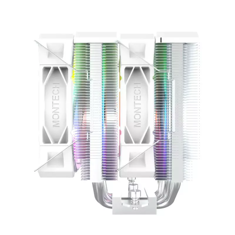 Oro procesoriaus aušintuvas Montech NX600 ARGB, 120 mm ventiliatorius, baltas, 800–2000 aps./min., hidrodinaminis guolis, palaiko AM4 / AM5 / LGA115x / 1200 / 1700
