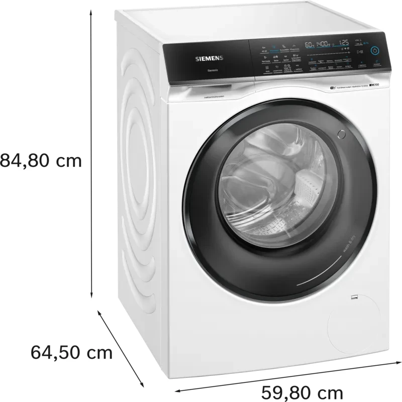 Siemens iQ700 WN54C2A40 skalbimo-džiovinimo mašina Laisvai pastatoma Įkraunama iš priekio Balta