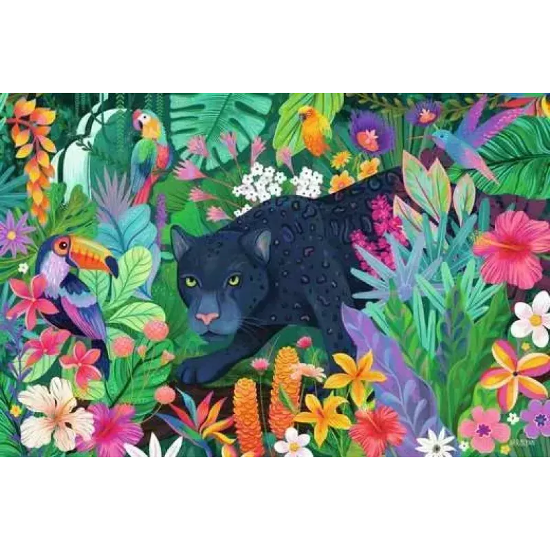 Dėlionė Ravensburger Panther in the Blooming Jungle — 3000 detalių, didelio formato laisvalaikio dėlionė