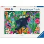 Dėlionė Ravensburger Panther in the Blooming Jungle — 3000 detalių, didelio formato laisvalaikio dėlionė