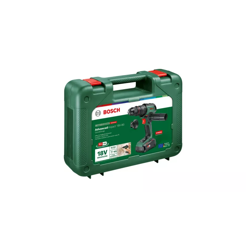 Bosch AdvancedImpact 18V-80 QuickSnap 1950 RPM Keyless 890 g Juoda, Green