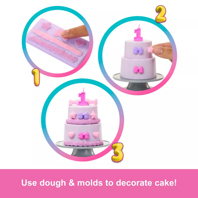 Barbie Party Unboxed Pet Birthday Series Doll & Accessories, Birthday Bows Set with 10 Surprises