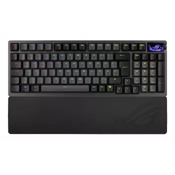 Mechaninė žaidimų klaviatūra ASUS ROG Azoth 96 HE — 96% QWERTZ, USB + RF belaidis + Bluetooth, magnetiniai-mechaniniai jungikliai, RGB, juoda